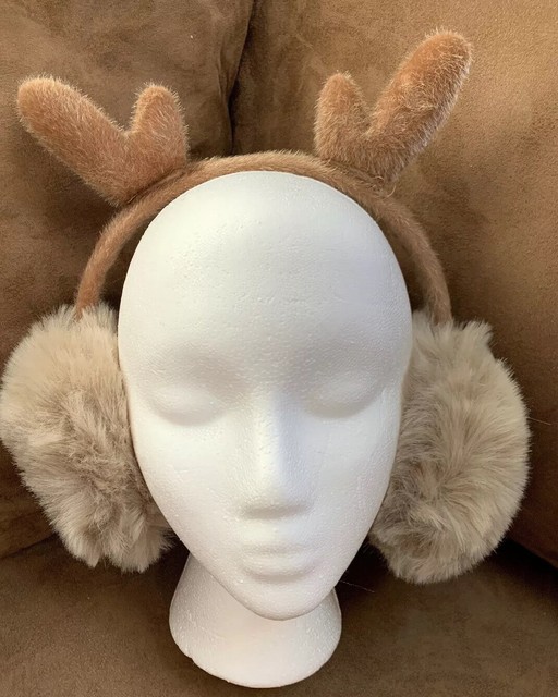 REINDEER EARMUFFS SOFT FAUX FUR WINTER WARM FUN SUPER CUTE!! eBay