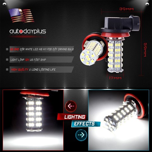 2pcs Car DRL Fog Driving Headlight Bulbs H8 H11 68-SMD High Power White LED Lamp - Picture 4 of 10