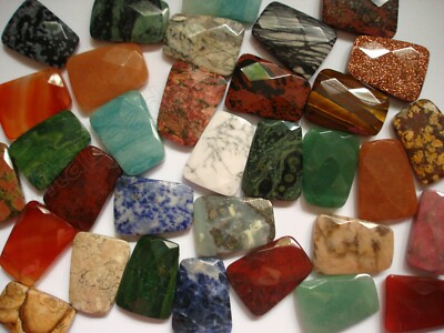 Gemstone Semi Precious Stone - Faceted Ladder, Faceted Trapezoid Pendant 30x40mm