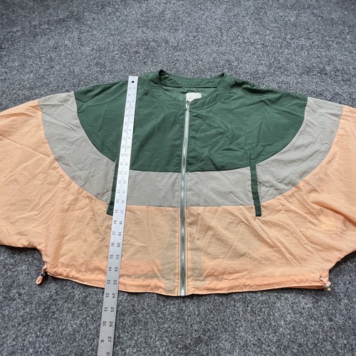 Elevenses Jacket Womens Size M / L Windbreaker Coat Green Pink Cropped Gorpcore - Picture 9 of 10