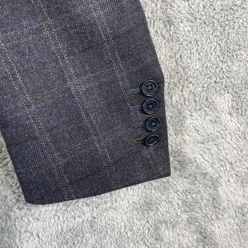 Canali Blazer Men 42 Gray Windowpane Plaid Wool Cashmere Sport Coat Italy Made - Picture 12 of 22