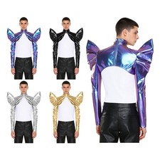 Men Bolero Masquerade Shoulder Armor Metallic Easter Carnival Performance Show