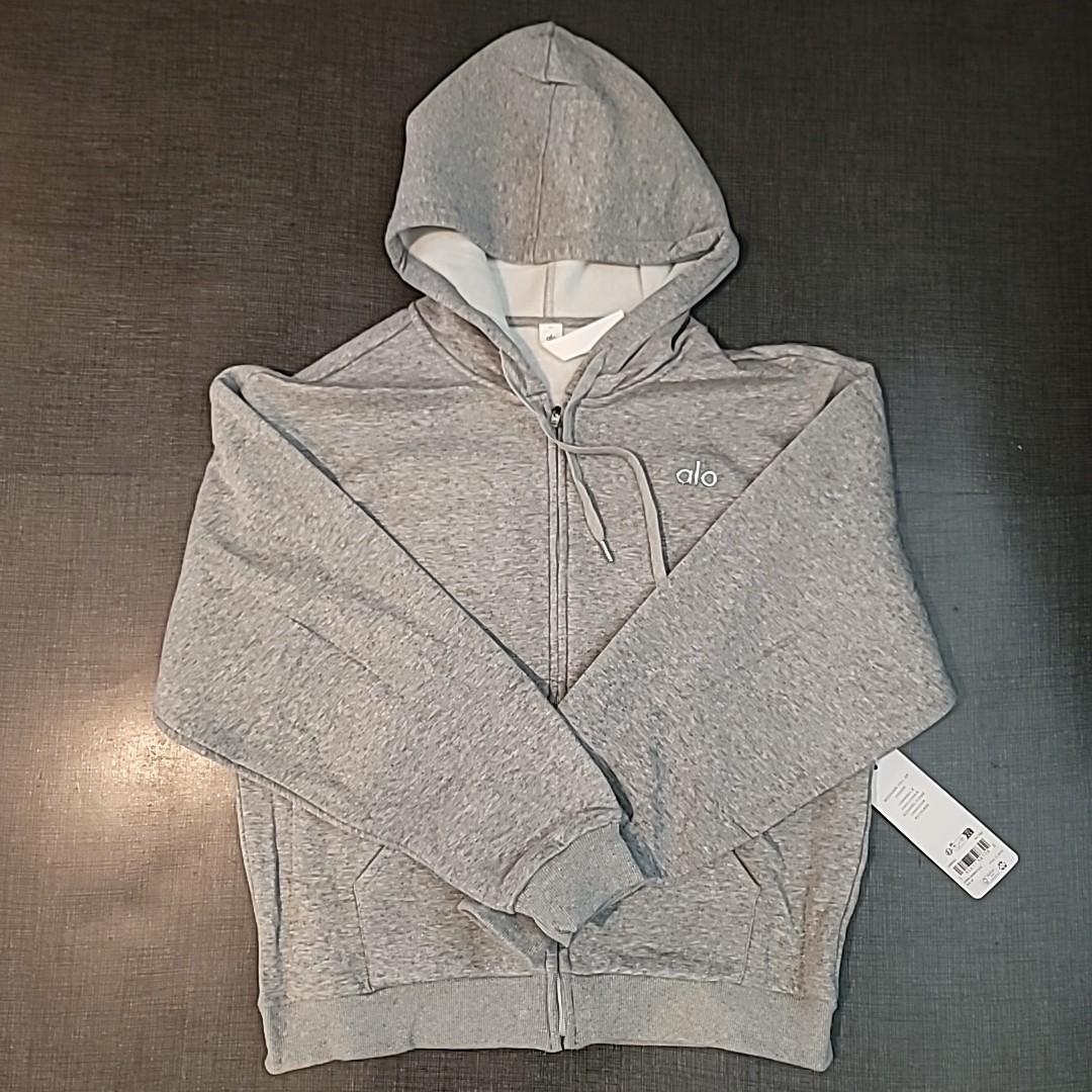 Alo アロ　グレー フード付き ジャケット Alo Accolade Full Zip Hoodie Grey Large | eBay