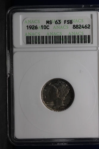 1926 Mercury Dime ANACS MS63 Gen 4 Soap Box SWH Old Holder