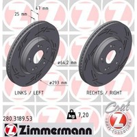 2X Zimmermann 280.3189.53 Bremsscheibe FüR Honda Civic FK FC FB