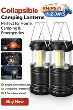 2 Pack LED Camping Lantern 300LM Collapsible Emergency Light Portable
