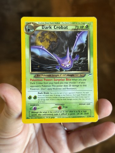 Pokémon Dark Crobat TCG Neo Destiny Holo Rare Card 2/105