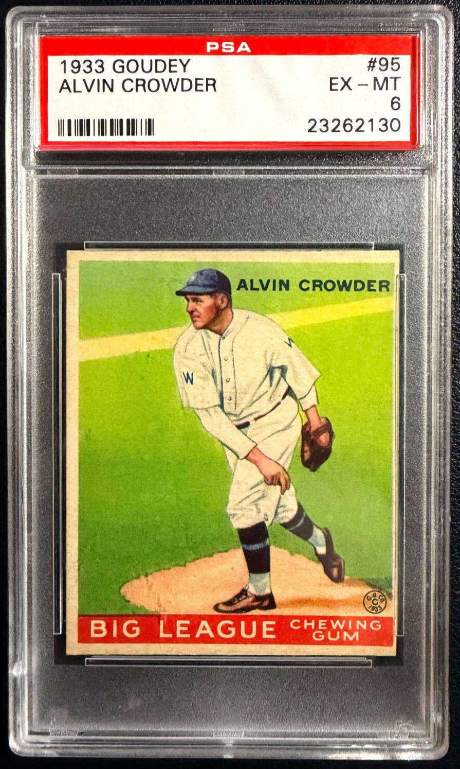 ALVIN CROWDER 1933 Goudey Baseball Vintage #95 PSA 6 EX-MT (Pop 41)
