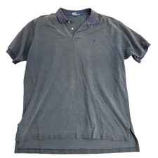 Polo Ralph Lauren Mens XL Blue Green Striped Short Sleeve Polo Shirt Made in USA