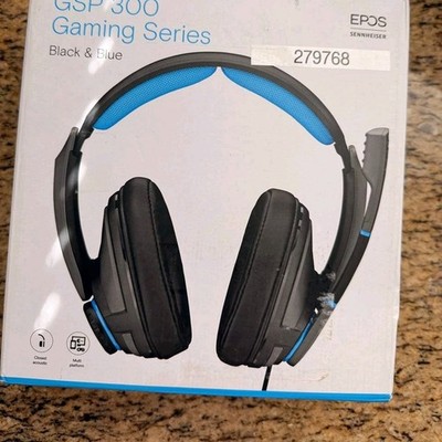 EPOS Sennheiser GSP 300 Gaming Headset Black Blue 3.5mm Noise Cancelling Mic