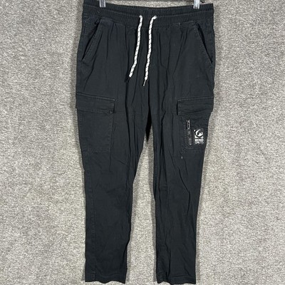 Ecko Unltd Pants Mens Large Black Cargo Jogger Drawstring Elastic Waist Casual