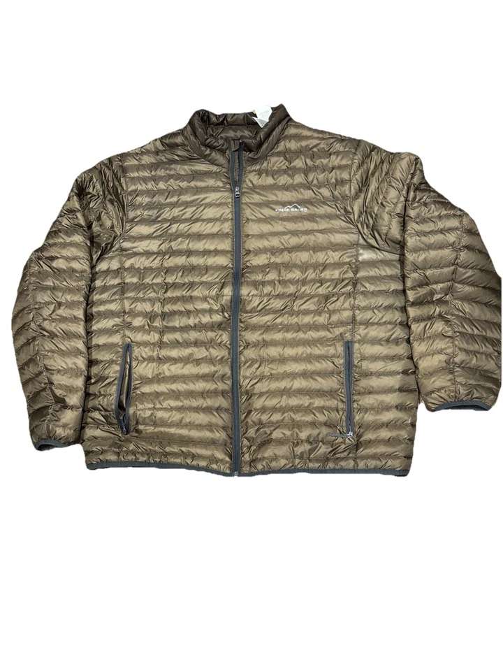 Chaqueta Eddie Bauer EB650 Para Hombres 2XL Marrón Plumón Puffer Con Capucha Cremallera Completa Embalable Foto 2 de 4