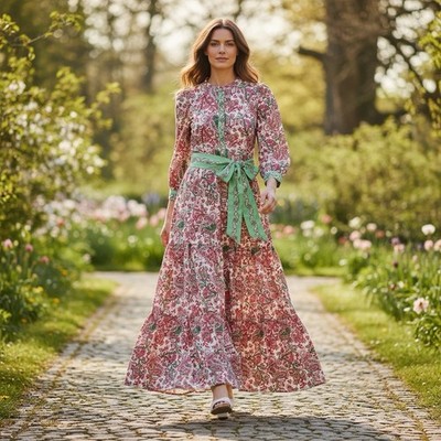 BODEN Alba Tiered Cotton Green & Pink Paisley Tiered Pockets Maxi Dress Size 6R | eBay BODEN Alba Tiered Cotton Green & Pink Paisley Tiered Pockets Maxi Dress Size 6R | eBay