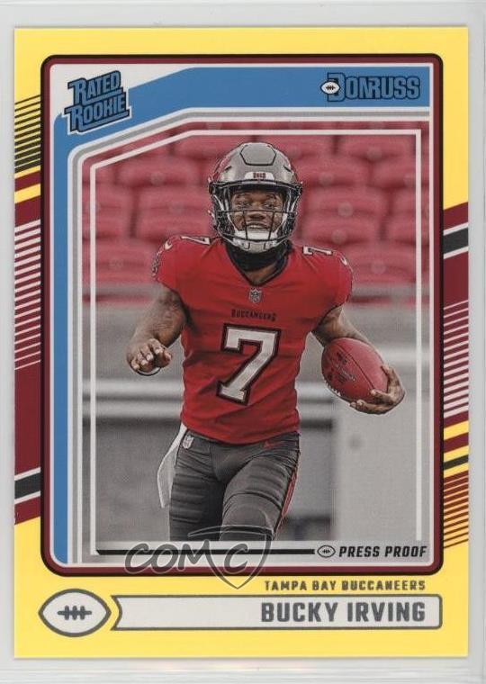 2024 Panini Donruss Rated Rookie Yellow Press Proof Bucky Irving #301 y0y