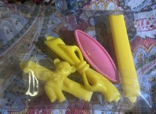 Lot 4 Vintage 80  s Snap-Tight Kiddie Barrettes Bear Bows Shapes Pink Yellow