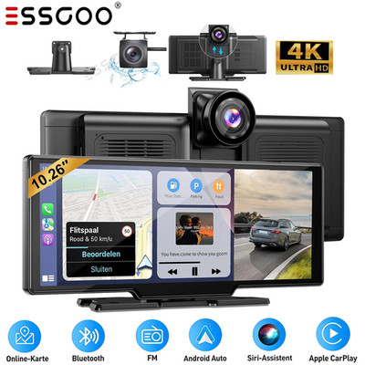 2026 Wireless Carplay Android Auto Screen for Car 10.3'' 4K Portable Touch Screen