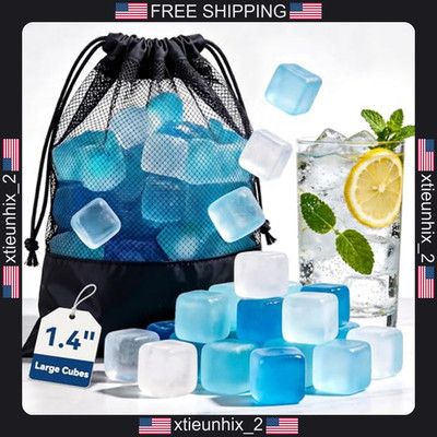Reusable Ice Cubes 1.4 Inch Large BPA-Free 100 Pack for Drinks & Cold Baths