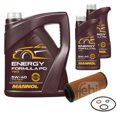 FEBI BILSTEIN Ölfilter 7L MANNOL Energy Formula PD 5W-40 für BMW 5er Touring