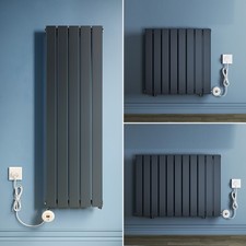 Grey Electric Radiator Wall Mounted Thermostat WIFI Control Timer Flat Panel
