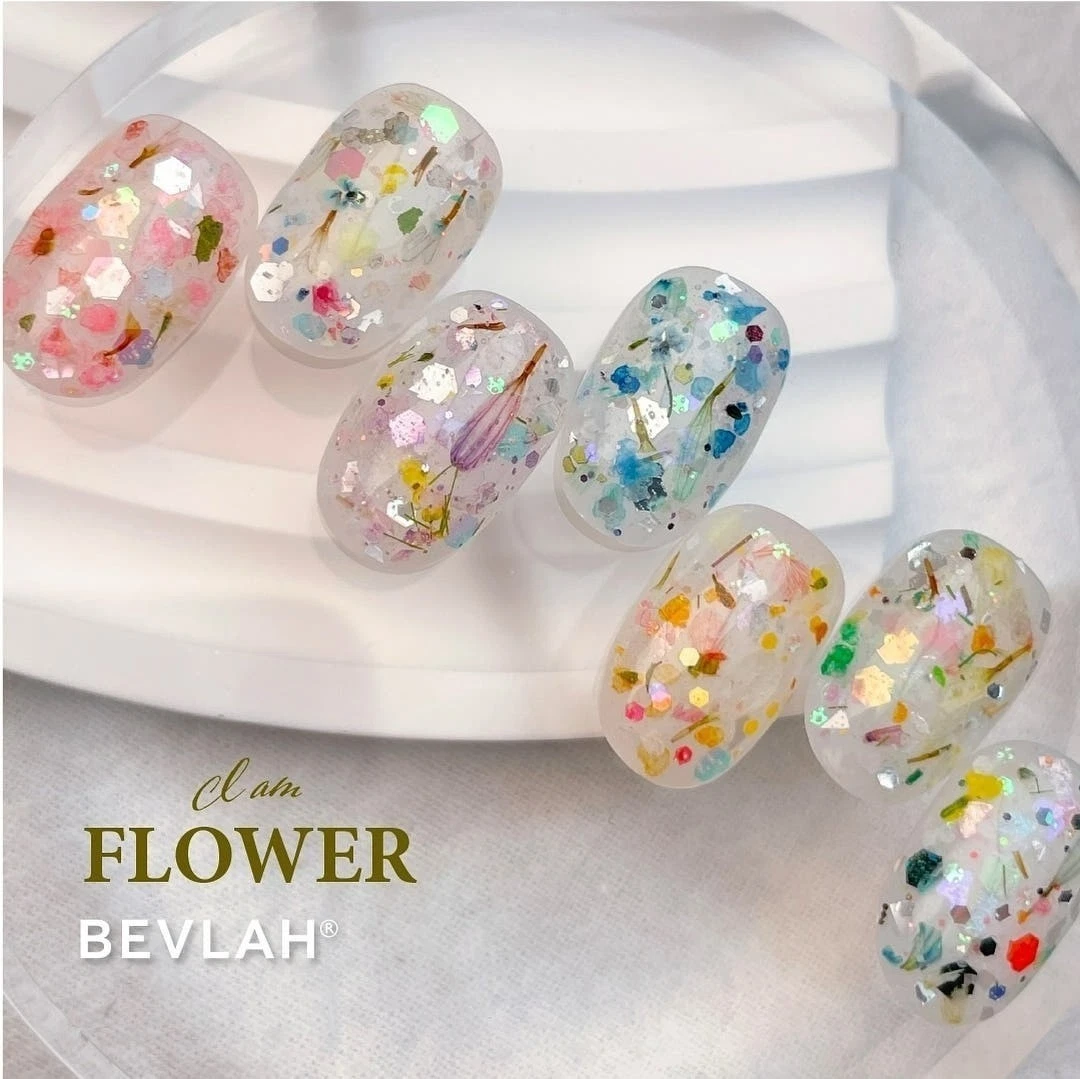 BEVLAH I am Flower Glitter Gel Nail Polish 7 Colors Set Spring K-Beauty NEW