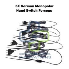5X German Monopolar Hand Switch Forceps Fixed Cable 23cm