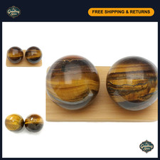 Medium Tigers Eye Baoding Balls for Hand Therapy, Stress Relief Exercise