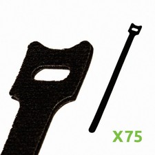 10 Inch Hook and Loop Reusable Strap Cable Cord Wire Ties 75 Pack Black