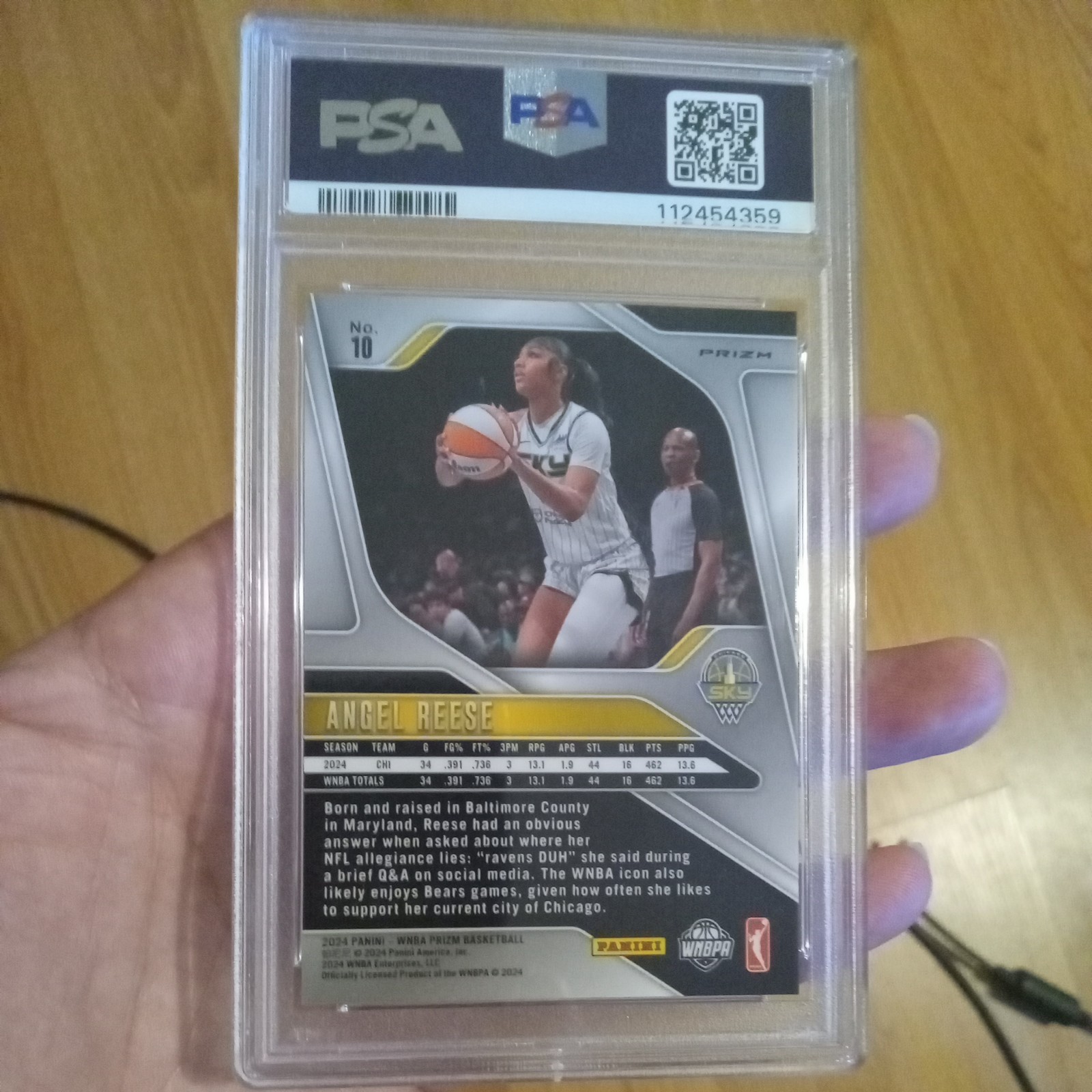 2024 Prizm WNBA Angel Reese #10 Cracked Ice PSA 10 view 2