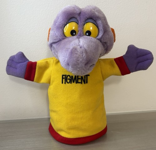 Vintage 1982 Figment Puppet Disney World Purple Dragon Hand Puppet Toy 9” EUC
