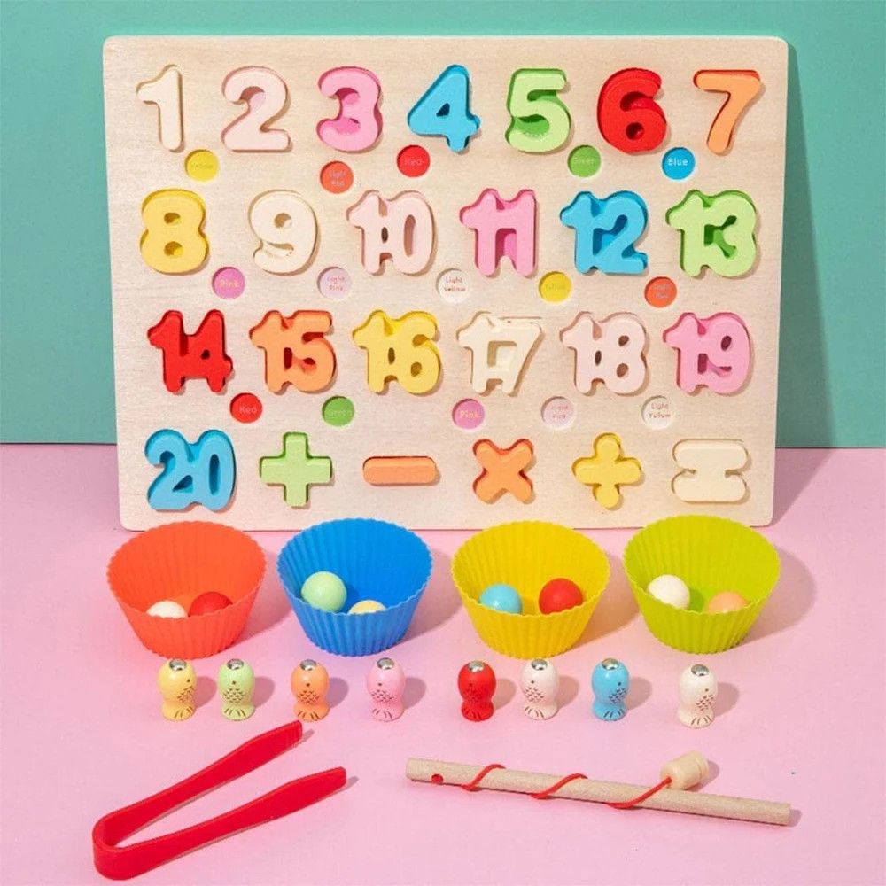 GIOCO DA TAVOLO IN LEGNO 3IN1 GIOCATTOLO EDUCATIVO MULTIFUNZIONALE BAMBINI NUMER foto 4