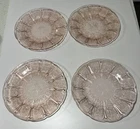 EUC, Vintage Jeanette Pink Depression Glass Cherry Blossom  Plates  (4)