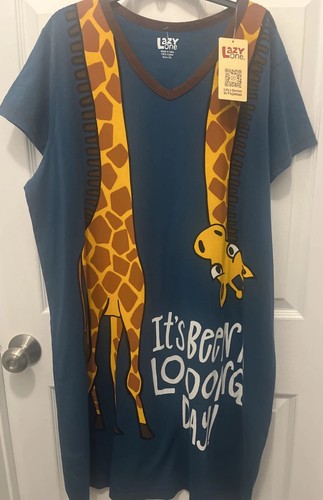 Lazy One Women’s Gown L/XL Giraffe It’s Been A Long Day Brand New Pajamas E - Picture 2 of 9