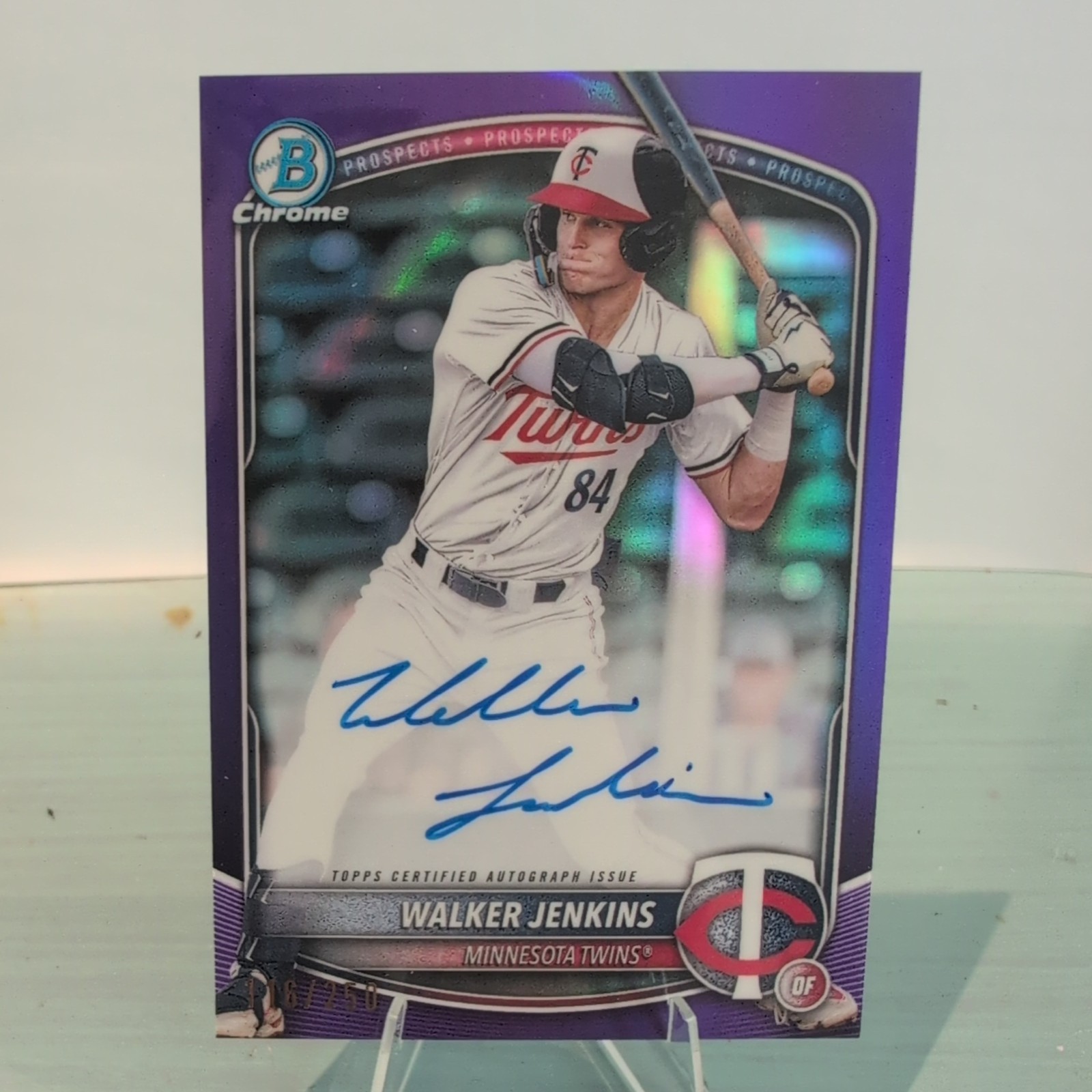 2025 Bowman Chrome Walker Jenkins Auto #CPA-WJ Purple Refractor /250 (AU, RC)