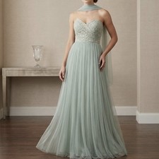 Sage Lace Corset Bodice Tulle Formal Gown Sz 16 Jenny Yoo Ethereal Wedding Prom