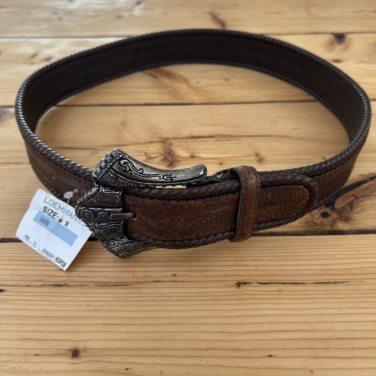 NANNI Belt Made in Italy Brown Leather Silver Metal Buckle 30-34