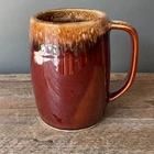 Vintage Hull Coffee Mug 16 Oz Brown Drip Glaze Ceramic Handmade USA