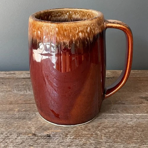 Vintage Hull Coffee Mug 16 Oz Brown Drip Glaze Ceramic Handmade USA