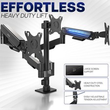 VIVO Triple Monitor Desk Mount, 2 Mechanical Arms  1 Fixed, Screens up to 27"