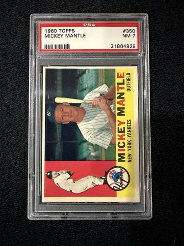 1960 TOPPS BASEBALL #350 MICKEY MANTLE PSA 7 NM HOF YANKEES