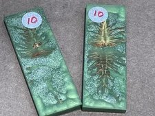 Knife Scales - Bookmatched EverGreen Resin with Stabilized Pine Cones - PNW