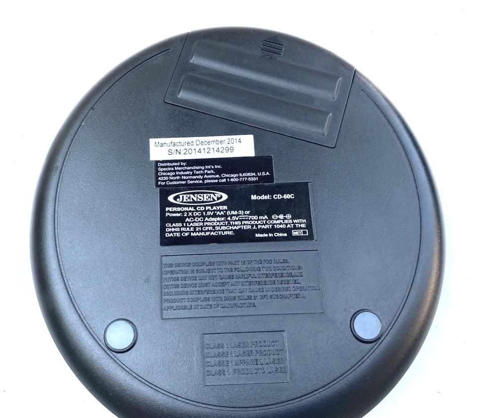 Tested & Working JENSEN DISCMAN PORTABLE CD PLAYER BLACK MODEL CD-60C 2014 - Image 4 of 4