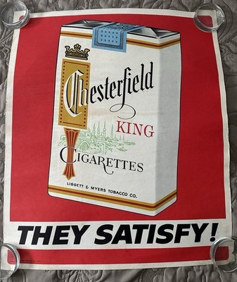 Vintage Chesterfield Cigarettes Metal Embossed Advertising Sign Australia