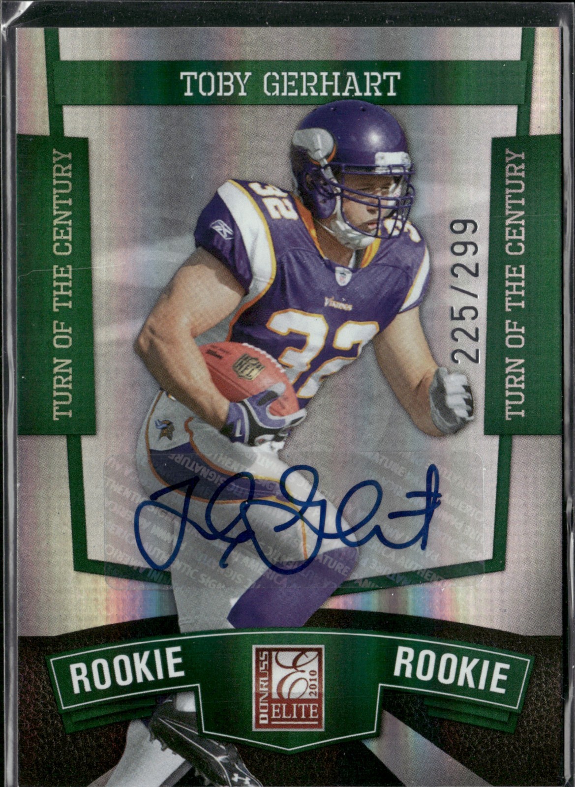 2010 Donruss Elite Toby Gerhart #183 Turn of the Century Auto /299 (AU, RC)