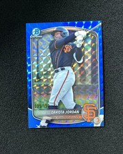 2025 Topps Bowman Draft Chrome Dakota Jordan Blue Geometric REF 005/150 QI95