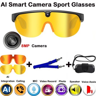 2025 Classic AI Smart Glasses 8MP Camera Waterproof Bluetooth Call Playing