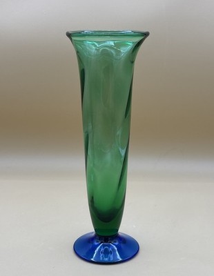 Orrefors Sweden  Louise  Art Blown Glass Blue Green Vase by Erika Lagerbielke 9 