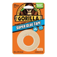 Gorilla Crystal Clear Double-Sided Super Glue Tape 20 Foot Roll