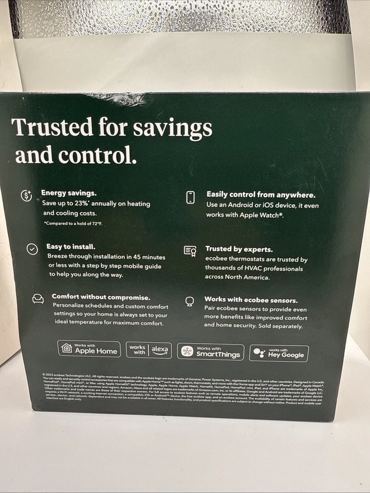 Ecobee3 Lite Smart WiFi Thermostat – Programmable – Open Box, Never Used - Image 4 of 4