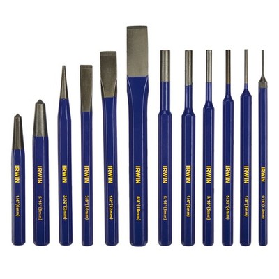 Irwin IRHT82529 12-Piece Punch and Chisels Set One Piece Forged