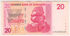 2007 Zimbabwe 20 Dollars 2455123 Paper Money Banknotes Currency